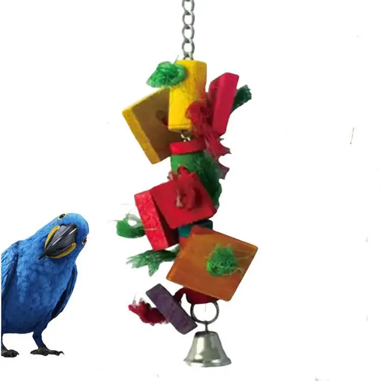 Durable Eco Friendly Natural Wooden Big Bird Chew Cage Toys for Large Parrots
