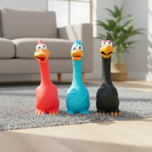 Durable Eco-friendly Latex Cartoon Bite-resistant Squeaky Chicken Dog Chew Toy for Daily Use