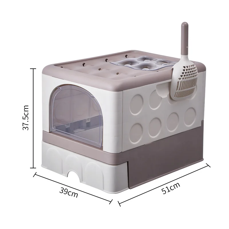 Durable Foldable Cat Litter Box with PP PET Material and Space Saving Design for Home and Small Spaces