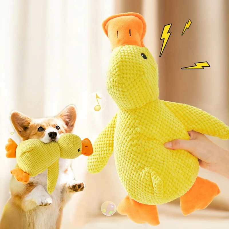 Durable Interactive Plush Squeaky Duck Toys for Dog Extra Soft Duck Shape Stuffed Toy for Cuddling Playing Cute Dog Pet Chew Toy