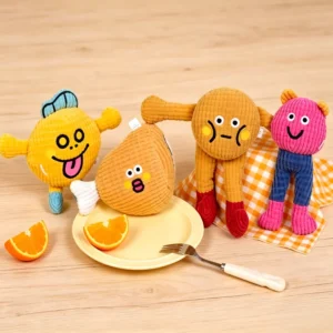 Durable Interactive Squeaky Dog Cat Chew Toy Resistant Cute Cartoon Plush Pet Toy Teething Cleaning Fetch Toy