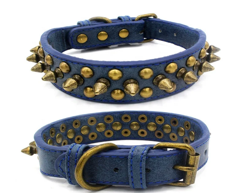 Durable Leather Pet Collar Spiked Studded for Small Medium Large Pet