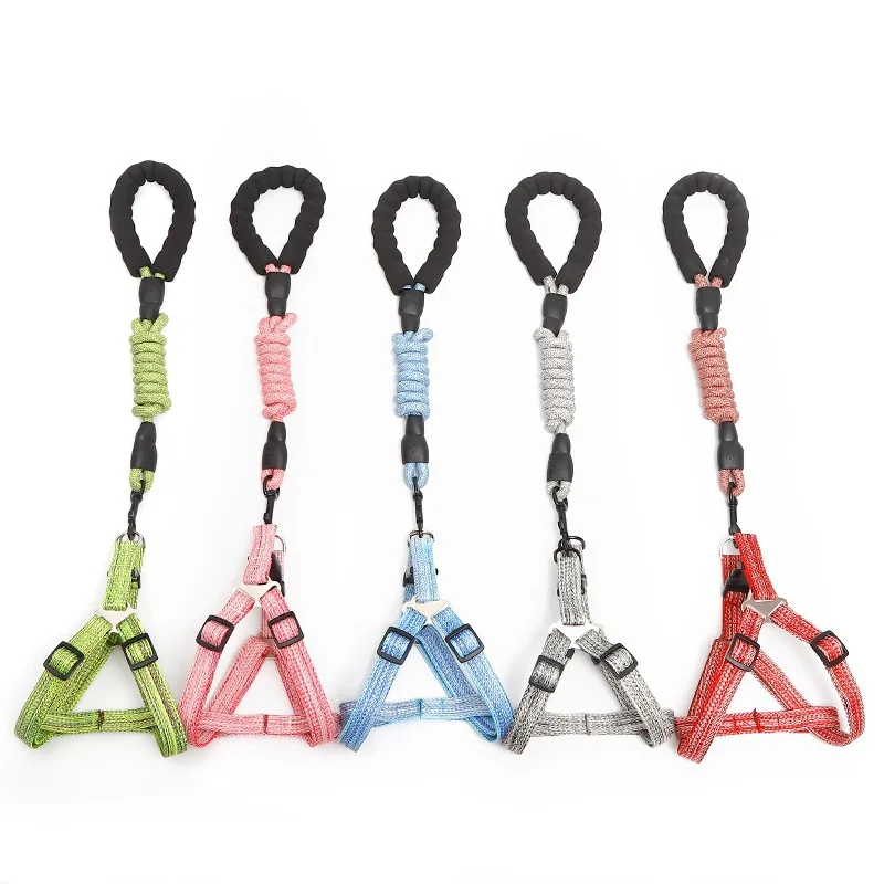Durable Linen Nylon Pet Leash Alloy ABS Buckles Solid Color Dog Traction Rope For Small To Large Dogs Outdoor Walking