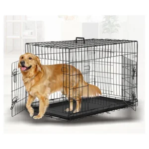 Durable Metal Dog Cages Two door Dog Crates Foldable Mobile Pet Cages Pet Cage