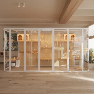Durable Modern Design Cat House Large Pet Cabinet Carbon Steel Frame Indoor Villa for Mall Application