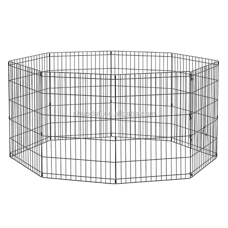 Durable Modern Round Metal Pet Cage with Plastic Tray for Medium Large Dogs Indoor and Outdoor Use