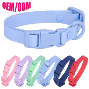 Durable PVC Silicone Pet Collar Waterproof Large Martingale Training Collar Comfortable Multicolor Soft Travel Modern Solid