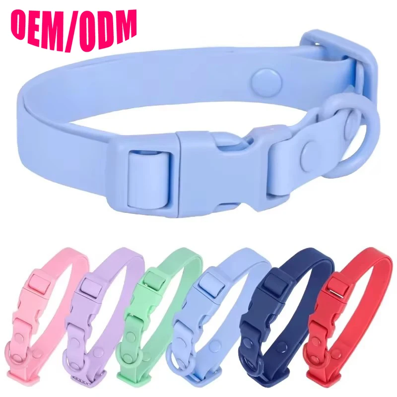 Durable PVC Silicone Pet Collar Waterproof Large Martingale Training Collar Comfortable Multicolor Soft Travel Modern Solid
