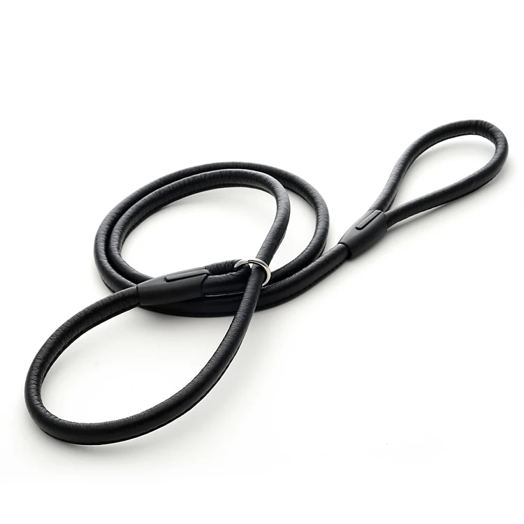 Durable Pet Dog Leash Leather Adjustable Loop Training Leash Slip Lead Rope