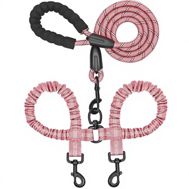 Durable Pet Large Dog Retractable Dual Leash Quick Release Reflective Classic Nylon Multi Functional Pet Leashes