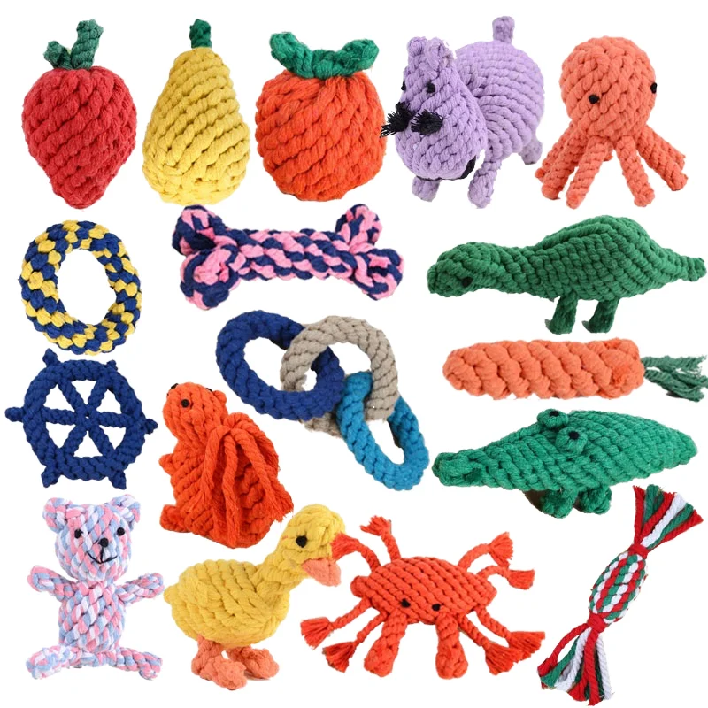 Durable Pet Toy Pet Chew Toy Cotton Bite Teeth Cleaning Playing Toys Pet Accessories for Cat & Dog Indoor Livingroom