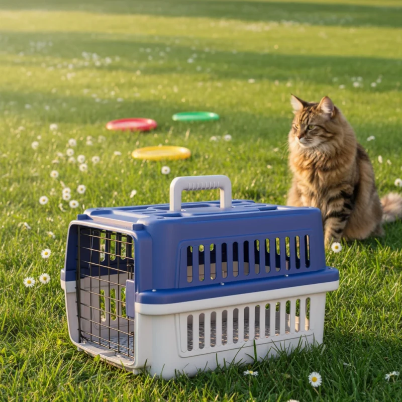 Durable Pet Travel Carrier with Handle Airline Compliant Dog Cat Cage