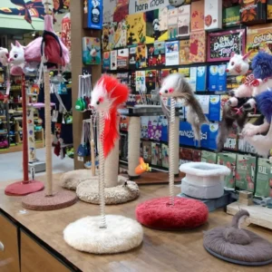 Durable Plush Cat Toy & Scratching Post with Spring for Claw Grinding Easy Assembly Featuring Cat Trees & Scratcher for Play