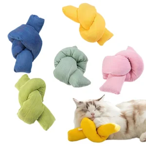 Durable Plush Squeaky Dog Chew Toy with Crinkle Paper Rattle Twist Pillow Interactive Soothing Training Toy
