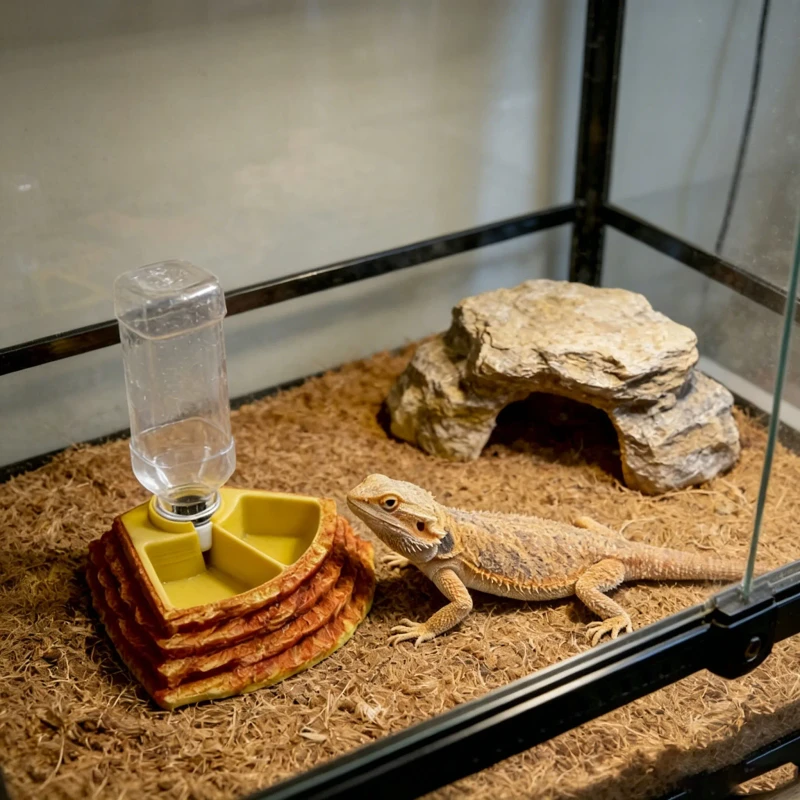 Durable Resin Plastic Reptile Feeder Waterer Combo 2 in 1 Waterproof Crested Gecko Giant Gecko Chameleon Lizard Non Toxic