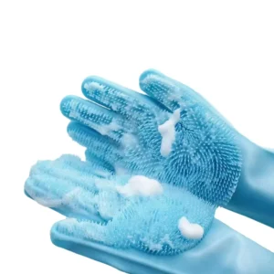 Durable Reusable Waterproof Silicone Pet Bathing Gloves for Dog and Cat Shampoo Brushing and Home Cleaning