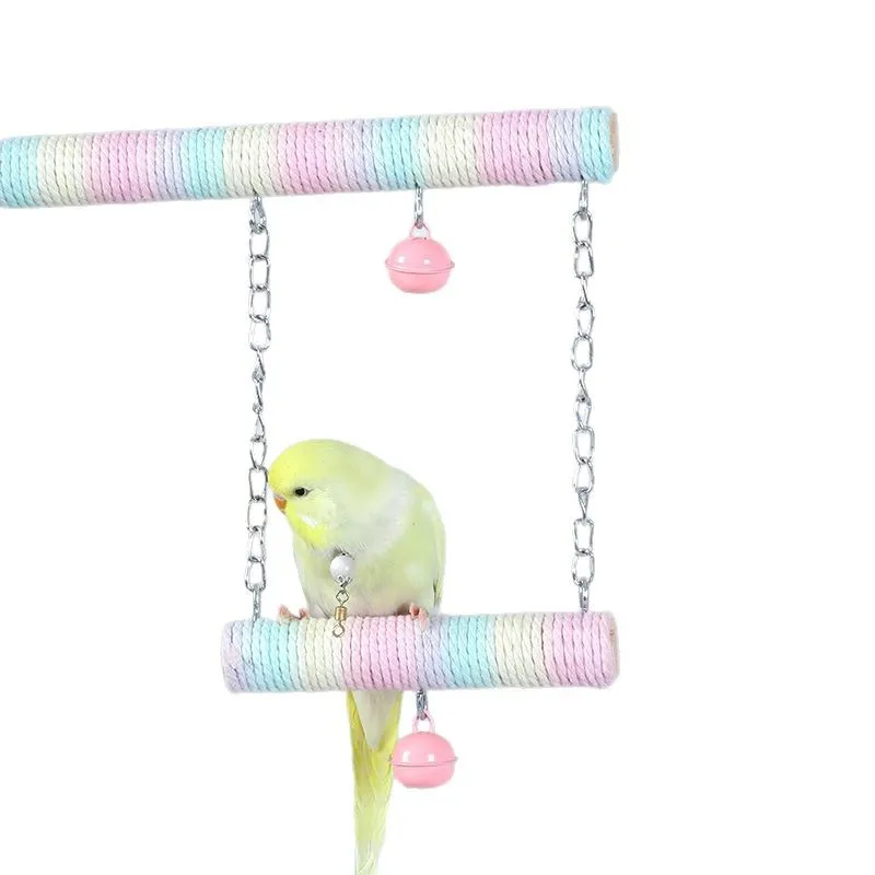 Durable Small Animal Bird Metal Swing Toy Climbing Perch Stand for Cockatiel Conure Cockatoo Parakeet Cage Hanging Decor