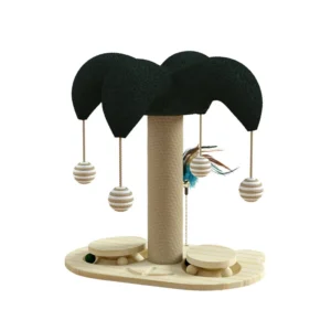 Durable Solid Wood Cat Turntable Scratching Pole Sisal Cat Climbing Frame Teaser Cat Scratch Board Pet Toy