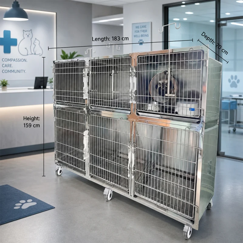 Durable Stainless Steel Dog Cat Cage Veterinary Medical Pet Kennel for Clinic Hospital Household Animal Care