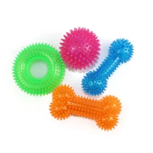 Durable TPR Bone Shaped Dog Squeaky Pet Training Chew Ball Soft Thorn Ball Teeth Cleaning Sound Chew Dog Toy