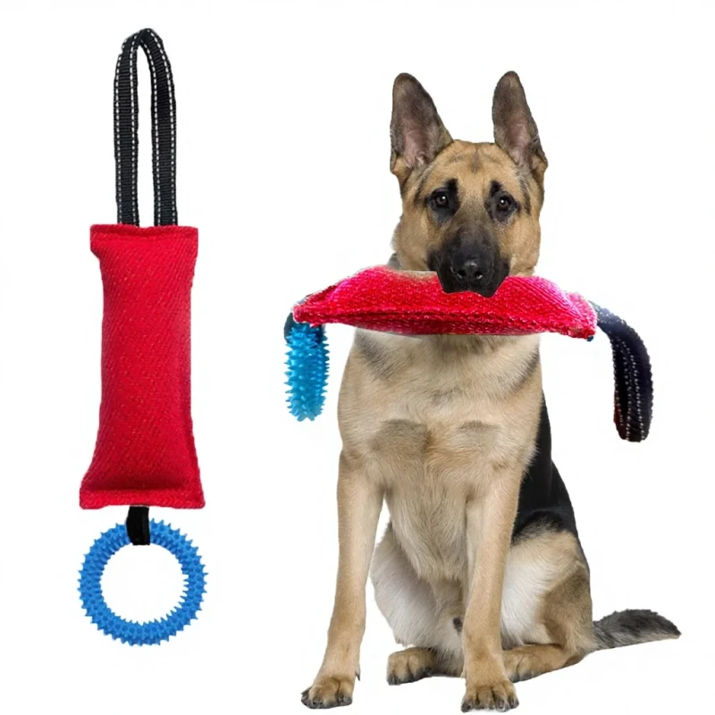Durable Tear Resistant Cloth Pillow for Dog Training Interactive Puff Bite Chew Toy Medium Extra Large Indoor Outdoor Use