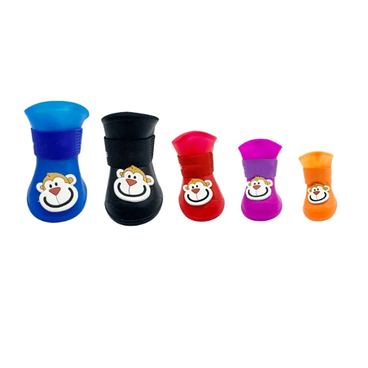 Durable and Comfortable Silicone Dog Shoes with Cute Animal Pattern Waterproof Pet Socks
