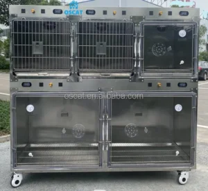 EC 3A Kennel Pet Dog Cages Veterinary Cages Stainless Steel Modular Crates Cat Dog Cage 4 Wheels