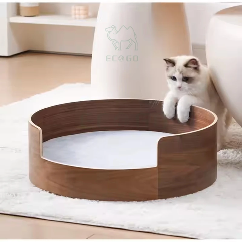 ECO GO Bamboo/Wood Cat Furniture Bed Winter Warm Perch with Sustainable Adjustable Design for Home/Office Use