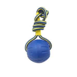 EVA Blue Floating Dog Training Ball Bite Resistant and Rope Attached Chew Toy for Pet Supplies