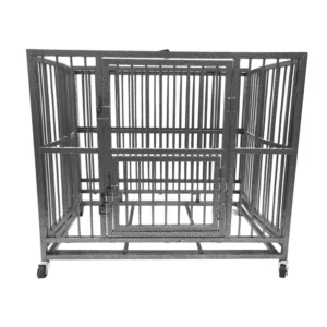 Easy Assemble Heavy Rolling Wheels Foldable Iron Metal Animal Pet Dogs Cage Crate Kennel for Large Dogs