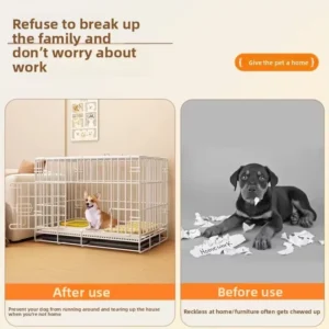 Easy Clean Iron Dog Cage with Solid Design Pull Out Tray for Quick Maintenance & Odor Control