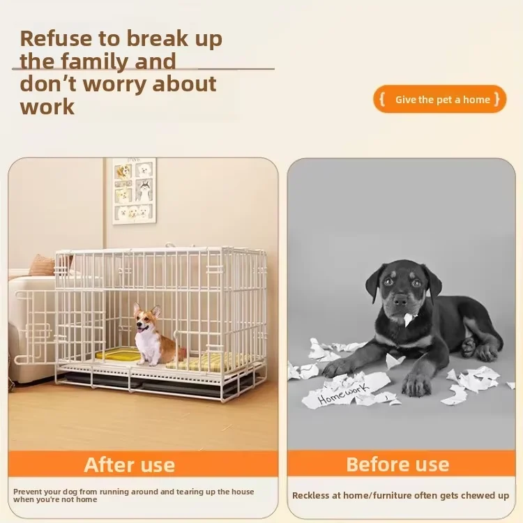 Easy Clean Iron Dog Cage with Solid Design Pull Out Tray for Quick Maintenance & Odor Control