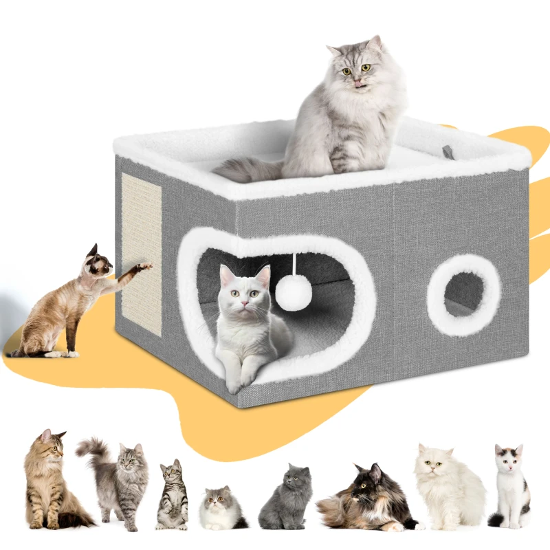 Easy Foldable Design Scratch Resistant Structure Indoor Use Pet Furniture Hanging Toy Setup Soft Resting Cat House Bed