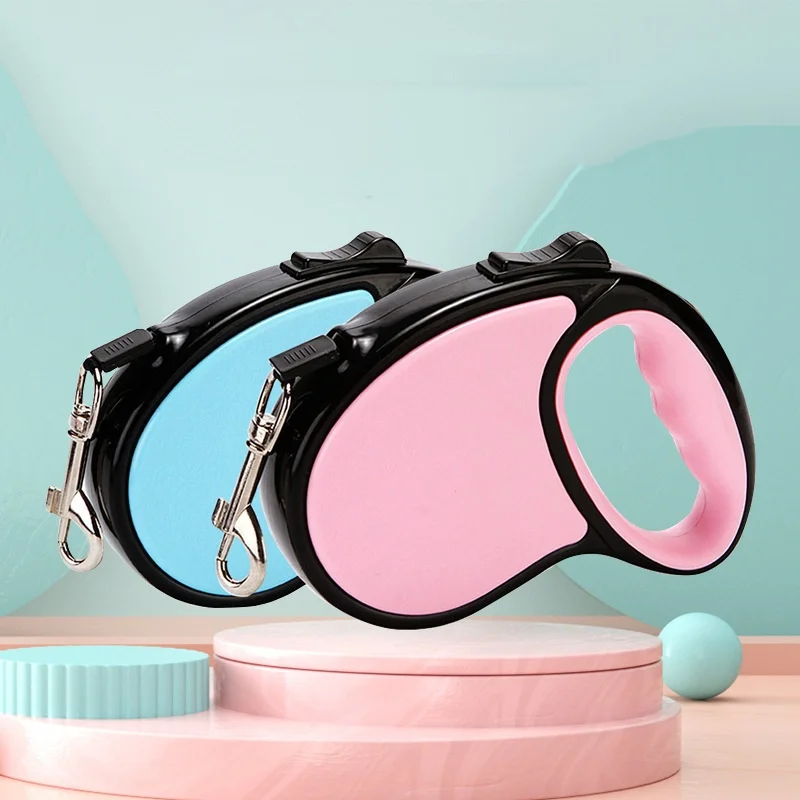 Easy Pets Fashionable 3m 5m Retractable Dog Leash Solid Pattern Pet Nylon Patrol Rope Simple Modern Style