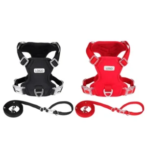 Easy to Wear Reflective Fashion Adjustable Dog Chest & Back Strap Harness Vest and Leash Set for Small & Medium Dogs