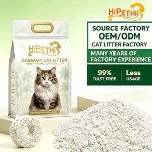 Eco Flushable Cassava Cat Litter 99% Ultra Low Dust Fast Instant Clumping Plant Cat Sand Custom Logo Packaging
