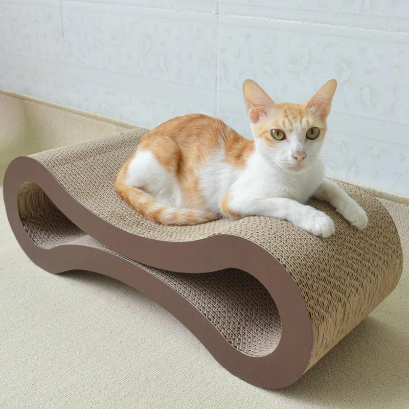 Eco Friendly 8 Shaped Double Sided Corrugated Cardboard Cat Scratcher Claw Toy Carton Packaged Cat Tree