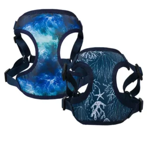 Eco Friendly Adjustable Escape Proof Wear Resistant Fabric Custom Soft Mesh Padded Pet Harnesses With Aesthetic Deep Navy Blue
