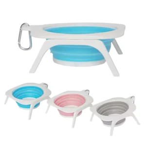 Eco-Friendly Anti-Overturning Portable Indoor Dog Bowl Feeder Cat Drinking Water Folding PP+TPR Pet Bowls & Feeders