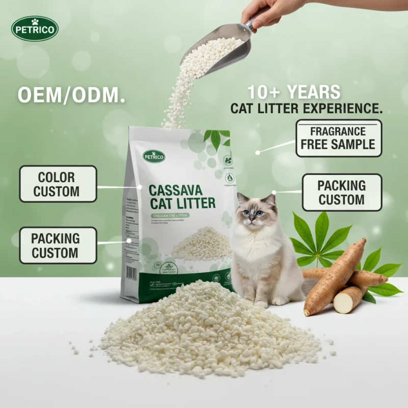 Eco Friendly Biodegradable Cassava Cat Litter Fast Clumping Spherical Granules Odor Control Dust Free 1kg 2.5kg 5kg