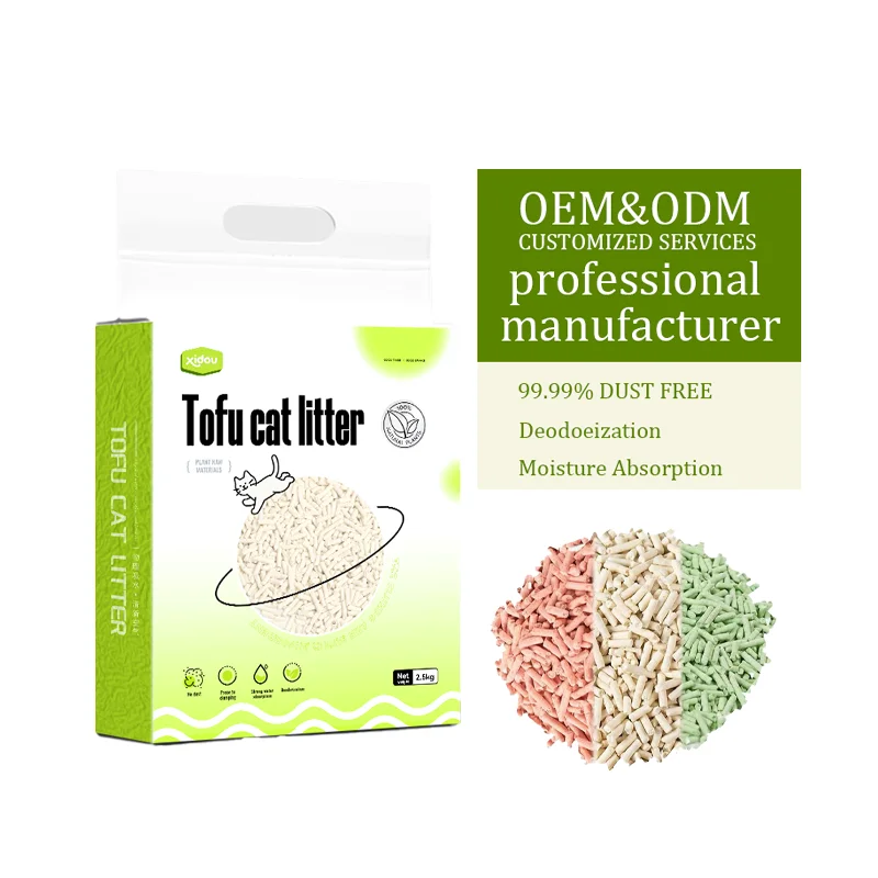 Eco Friendly Biodegradable Flushable Tofu Residue Dust Free Fast Clumping Highly Adsorbent Odor Control Cat Litter