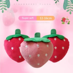 Eco Friendly Cartoon Cute Plush Red Pink Strawberry Dog Chew Toy Pet Supplies