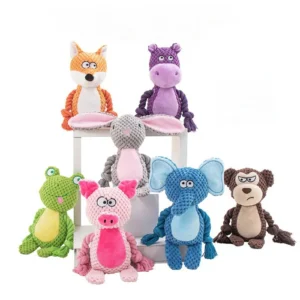 Eco Friendly Cartoon Pet Plush Sound Chew Toys for Cats and Dogs Daily Use