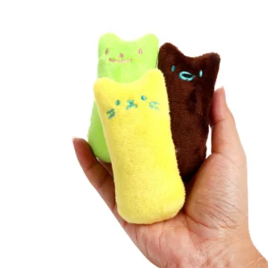 Eco Friendly Cartoon Plush Catnip Chew Toy Cute Animal Shaped Interactive Finger Toy Playful Cats Small Size Indoor Use Bag