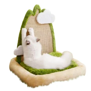 Eco Friendly Cat Trees Scratcher Durable Wood Cat Scratching Board with Bed Non Shedding Sisal Scratch Resistant
