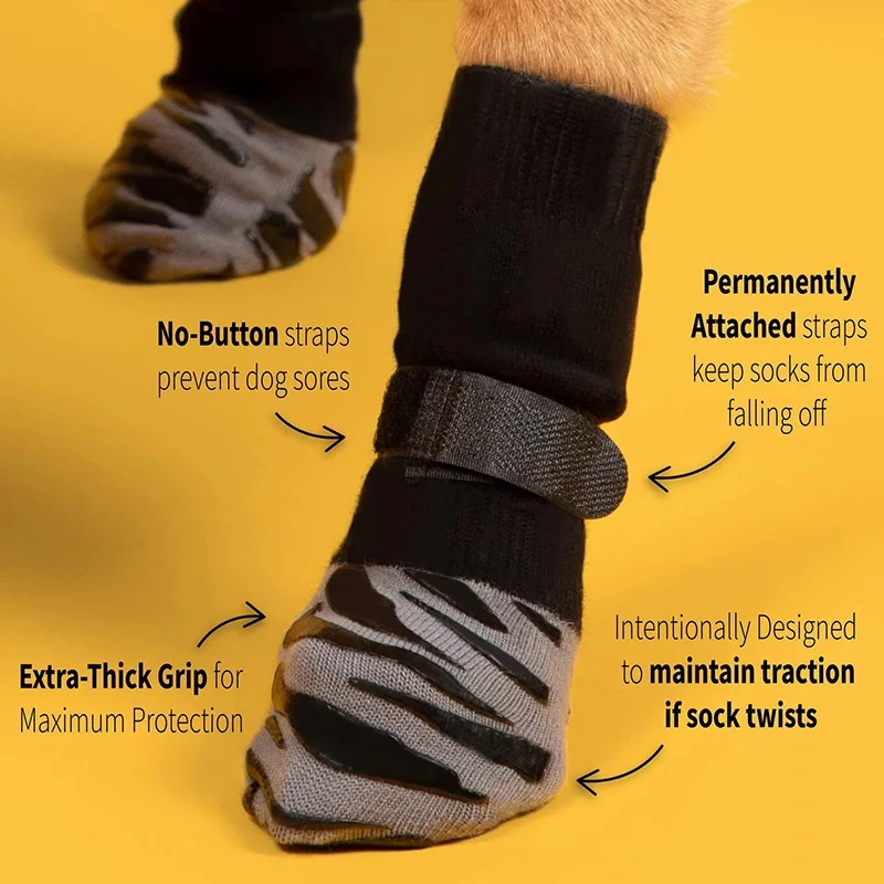 Eco-Friendly Classic Striped Large Dog Pet Socks Waterproof Breathable Rubber Print Non-Slip Shoes All Seasons Cotton
