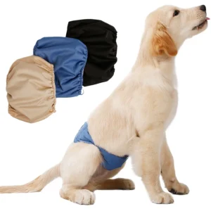 Eco Friendly Classic Style Male Dog Diapers Fall Season Polyester Material Printed Size L