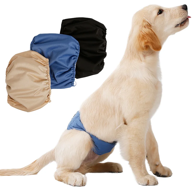 Eco Friendly Classic Style Male Dog Diapers Fall Season Polyester Material Printed Size L