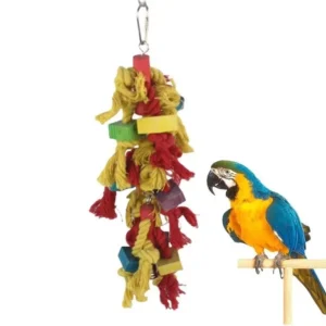 Eco Friendly Colorful Cotton Rope Bird Small Wooden Pet Supplies for Flying Forager Parrots Chew Toys