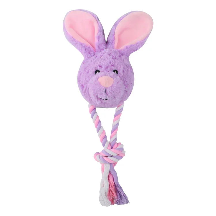 Eco Friendly Cotton Interactive Plush Rope Dog Chewing Toys Stuffed Animal Mouse Squeak Tug Toy